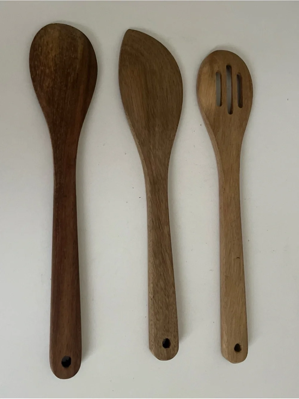 Pioneer Woman Wooden Utensils Spoon Slotted Spoon Teakwood Logo 3 Piece